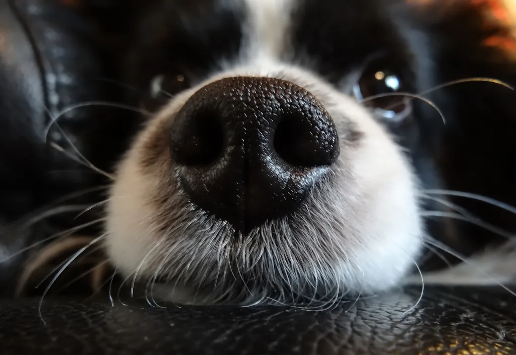 nose, dog, black and white